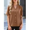 image:imageEVALESS Blouses for Women Dressy Casual Summer Short Sleeve Button Down Shirts Business Work TopsDark Khaki