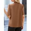 image:imageEVALESS Blouses for Women Dressy Casual Summer Short Sleeve Button Down Shirts Business Work TopsDark Khaki