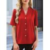 image:imageEVALESS Blouses for Women Dressy Casual Summer Short Sleeve Button Down Shirts Business Work TopsFiery Red