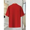 image:imageEVALESS Blouses for Women Dressy Casual Summer Short Sleeve Button Down Shirts Business Work TopsFiery Red