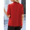 image:imageEVALESS Blouses for Women Dressy Casual Summer Short Sleeve Button Down Shirts Business Work TopsFiery Red