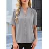 image:imageEVALESS Blouses for Women Dressy Casual Summer Short Sleeve Button Down Shirts Business Work TopsGray