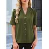 image:imageEVALESS Blouses for Women Dressy Casual Summer Short Sleeve Button Down Shirts Business Work TopsJungle Green