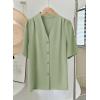 image:imageEVALESS Blouses for Women Dressy Casual Summer Short Sleeve Button Down Shirts Business Work TopsLight Green