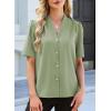 image:imageEVALESS Blouses for Women Dressy Casual Summer Short Sleeve Button Down Shirts Business Work TopsLight Green
