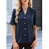 image:imageEVALESS Blouses for Women Dressy Casual Summer Short Sleeve Button Down Shirts Business Work TopsNavy Blue