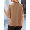 image:imageEVALESS Blouses for Women Dressy Casual Summer Short Sleeve Button Down Shirts Business Work TopsParchment