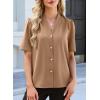 image:imageEVALESS Blouses for Women Dressy Casual Summer Short Sleeve Button Down Shirts Business Work TopsParchment