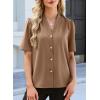 image:imageEVALESS Blouses for Women Dressy Casual Summer Short Sleeve Button Down Shirts Business Work TopsSmoke Gray