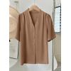 image:imageEVALESS Blouses for Women Dressy Casual Summer Short Sleeve Button Down Shirts Business Work TopsSmoke Gray
