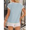 image:imageEVALESS Womens Short Sleeve T Shirts Crewneck Color Block Ribbed Knit Tee Blouses 2026 Trendy Summer TopsBeau Blue