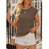 image:imageEVALESS Womens Short Sleeve T Shirts Crewneck Color Block Ribbed Knit Tee Blouses 2026 Trendy Summer TopsBrown