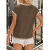 image:imageEVALESS Womens Short Sleeve T Shirts Crewneck Color Block Ribbed Knit Tee Blouses 2026 Trendy Summer TopsBrown