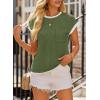 image:imageEVALESS Womens Short Sleeve T Shirts Crewneck Color Block Ribbed Knit Tee Blouses 2026 Trendy Summer TopsJungle Green