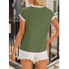 image:imageEVALESS Womens Short Sleeve T Shirts Crewneck Color Block Ribbed Knit Tee Blouses 2026 Trendy Summer TopsJungle Green