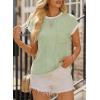 image:imageEVALESS Womens Short Sleeve T Shirts Crewneck Color Block Ribbed Knit Tee Blouses 2026 Trendy Summer TopsLight Green