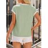 image:imageEVALESS Womens Short Sleeve T Shirts Crewneck Color Block Ribbed Knit Tee Blouses 2026 Trendy Summer TopsLight Green