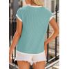 image:imageEVALESS Womens Short Sleeve T Shirts Crewneck Color Block Ribbed Knit Tee Blouses 2026 Trendy Summer TopsMint Green