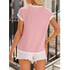 image:imageEVALESS Womens Short Sleeve T Shirts Crewneck Color Block Ribbed Knit Tee Blouses 2026 Trendy Summer TopsPink