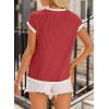 image:imageEVALESS Womens Short Sleeve T Shirts Crewneck Color Block Ribbed Knit Tee Blouses 2026 Trendy Summer TopsRed