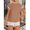 image:imageEVALESS Womens Short Sleeve T Shirts Crewneck Color Block Ribbed Knit Tee Blouses 2026 Trendy Summer TopsSmoke Gray