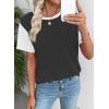 image:imageEVALESS Womens Short Sleeve T Shirts Ribbed Knit Crewneck Multicolour Block Tee Blouses Spring Tops 2026 TrendyBlack Gray