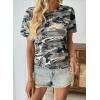 image:imageEVALESS Womens Summer Tops Casual Graphic Tees Crewneck Short Sleeve Shirts Spring 2026 Fashion T Shirts1a Grey Camo