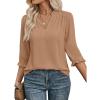 image:imageEVALESS Blouses for Women Dressy Casual 34 Length Sleeve Lace Patchwork Business Work TopsSmoke Gray
