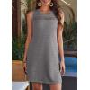 image:imageEVALESS Dresses for Women 2026 Spring Summer Casual Beach Dresses Sleeveless CutOut Mini Dress Crewneck Vacation OutfitsNew Grey