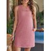 image:imageEVALESS Dresses for Women 2026 Spring Summer Casual Beach Dresses Sleeveless CutOut Mini Dress Crewneck Vacation OutfitsNew Rose