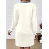 image:imageEVALESS Womens Dresses 2026 Spring Fall V Neck Long Sleeve Casual Tshirt Dress Contrast Striped Sweatshirt DressBeige