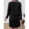 image:imageEVALESS Womens Dresses 2026 Spring Fall V Neck Long Sleeve Casual Tshirt Dress Contrast Striped Sweatshirt DressBlack