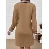 image:imageEVALESS Womens Dresses 2026 Spring Fall V Neck Long Sleeve Casual Tshirt Dress Contrast Striped Sweatshirt DressCamel