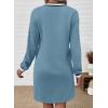 image:imageEVALESS Womens Dresses 2026 Spring Fall V Neck Long Sleeve Casual Tshirt Dress Contrast Striped Sweatshirt DressDusk Blue