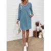 image:imageEVALESS Womens Dresses 2026 Spring Fall V Neck Long Sleeve Casual Tshirt Dress Contrast Striped Sweatshirt DressDusk Blue