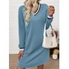 image:imageEVALESS Womens Dresses 2026 Spring Fall V Neck Long Sleeve Casual Tshirt Dress Contrast Striped Sweatshirt DressDusk Blue