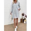 image:imageEVALESS Womens Dresses 2026 Spring Fall V Neck Long Sleeve Casual Tshirt Dress Contrast Striped Sweatshirt DressGray