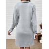 image:imageEVALESS Womens Dresses 2026 Spring Fall V Neck Long Sleeve Casual Tshirt Dress Contrast Striped Sweatshirt DressGray