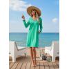 image:imageEVALESS Womens Dresses 2026 Spring Fall V Neck Long Sleeve Casual Tshirt Dress Contrast Striped Sweatshirt DressGreen