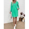 image:imageEVALESS Womens Dresses 2026 Spring Fall V Neck Long Sleeve Casual Tshirt Dress Contrast Striped Sweatshirt DressGreen