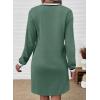 image:imageEVALESS Womens Dresses 2026 Spring Fall V Neck Long Sleeve Casual Tshirt Dress Contrast Striped Sweatshirt DressGreen Bay