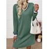 image:imageEVALESS Womens Dresses 2026 Spring Fall V Neck Long Sleeve Casual Tshirt Dress Contrast Striped Sweatshirt DressGreen Bay