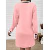 image:imageEVALESS Womens Dresses 2026 Spring Fall V Neck Long Sleeve Casual Tshirt Dress Contrast Striped Sweatshirt DressLight Pink