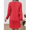 image:imageEVALESS Womens Dresses 2026 Spring Fall V Neck Long Sleeve Casual Tshirt Dress Contrast Striped Sweatshirt DressRed
