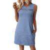 image:imageEVALESS Dresses for Women 2026 Spring Summer Casual Beach Dresses Sleeveless CutOut Mini Dress Crewneck Vacation OutfitsNew Blue