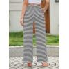 image:imageEVALESS Striped Pants Women Casual Wide Leg Drawstring Elastic Waist Kint Trousers Lounge Sweatpants with PocketsBlack and White
