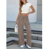 image:imageEVALESS Striped Pants Women Casual Wide Leg Drawstring Elastic Waist Kint Trousers Lounge Sweatpants with PocketsDark Brown Striped