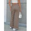 image:imageEVALESS Striped Pants Women Casual Wide Leg Drawstring Elastic Waist Kint Trousers Lounge Sweatpants with PocketsDark Brown Striped