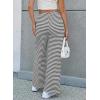 image:imageEVALESS Striped Pants Women Casual Wide Leg Drawstring Elastic Waist Kint Trousers Lounge Sweatpants with PocketsWhite and Bristol Black