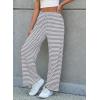 image:imageEVALESS Striped Pants Women Casual Wide Leg Drawstring Elastic Waist Kint Trousers Lounge Sweatpants with PocketsWhite and Grey